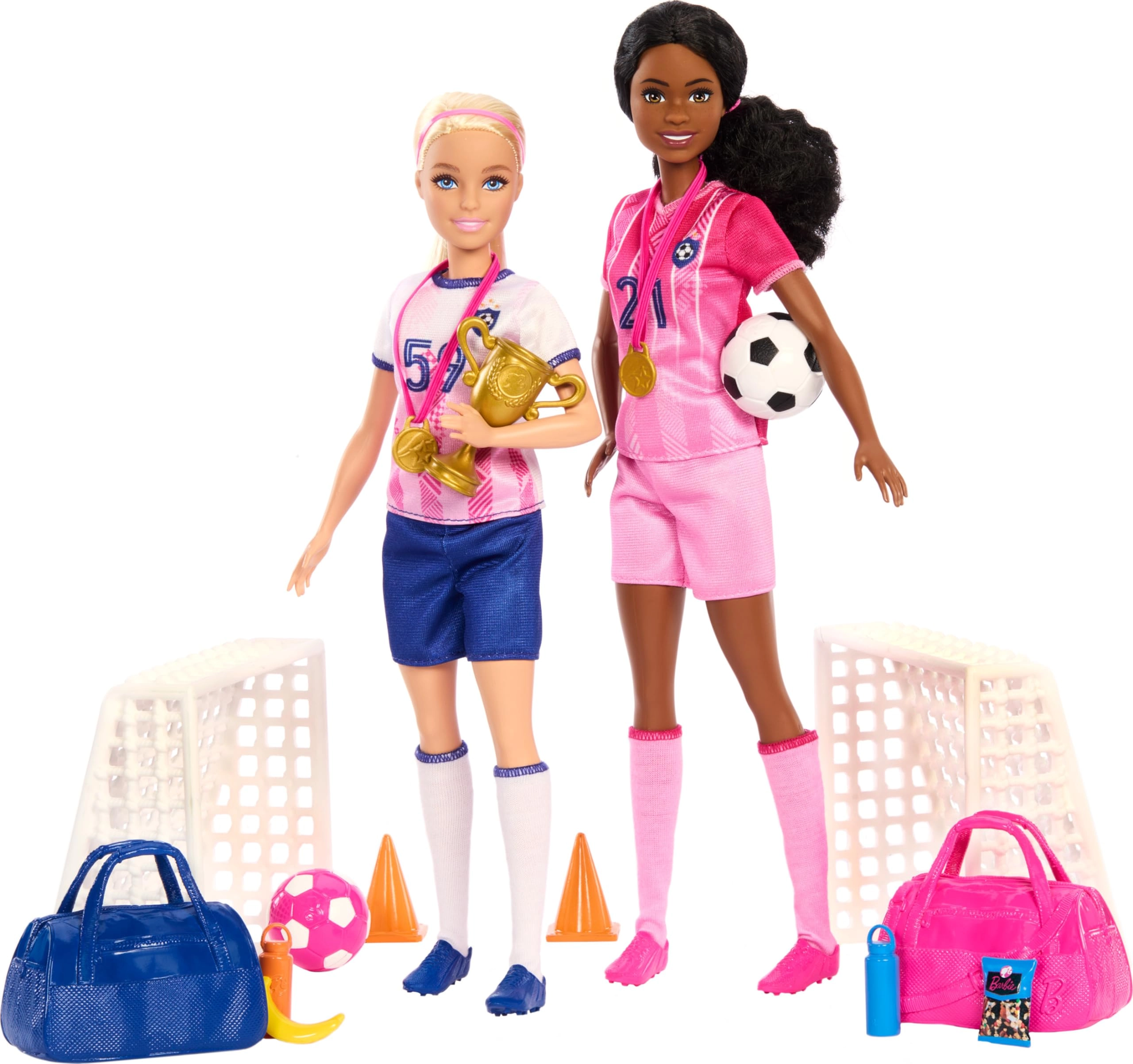 Mattel Inc. Soccer Player Playset - 2 Dolls 15 Accessories Ages 3+