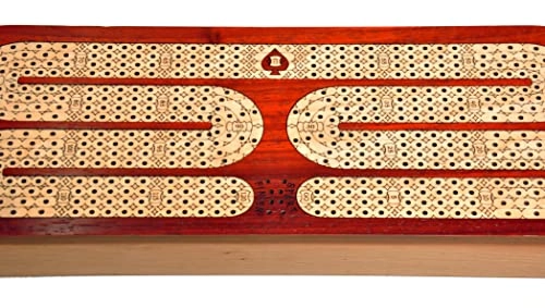 Continuous 4 Track Cribbage Board - Blood Wood Maple Wood