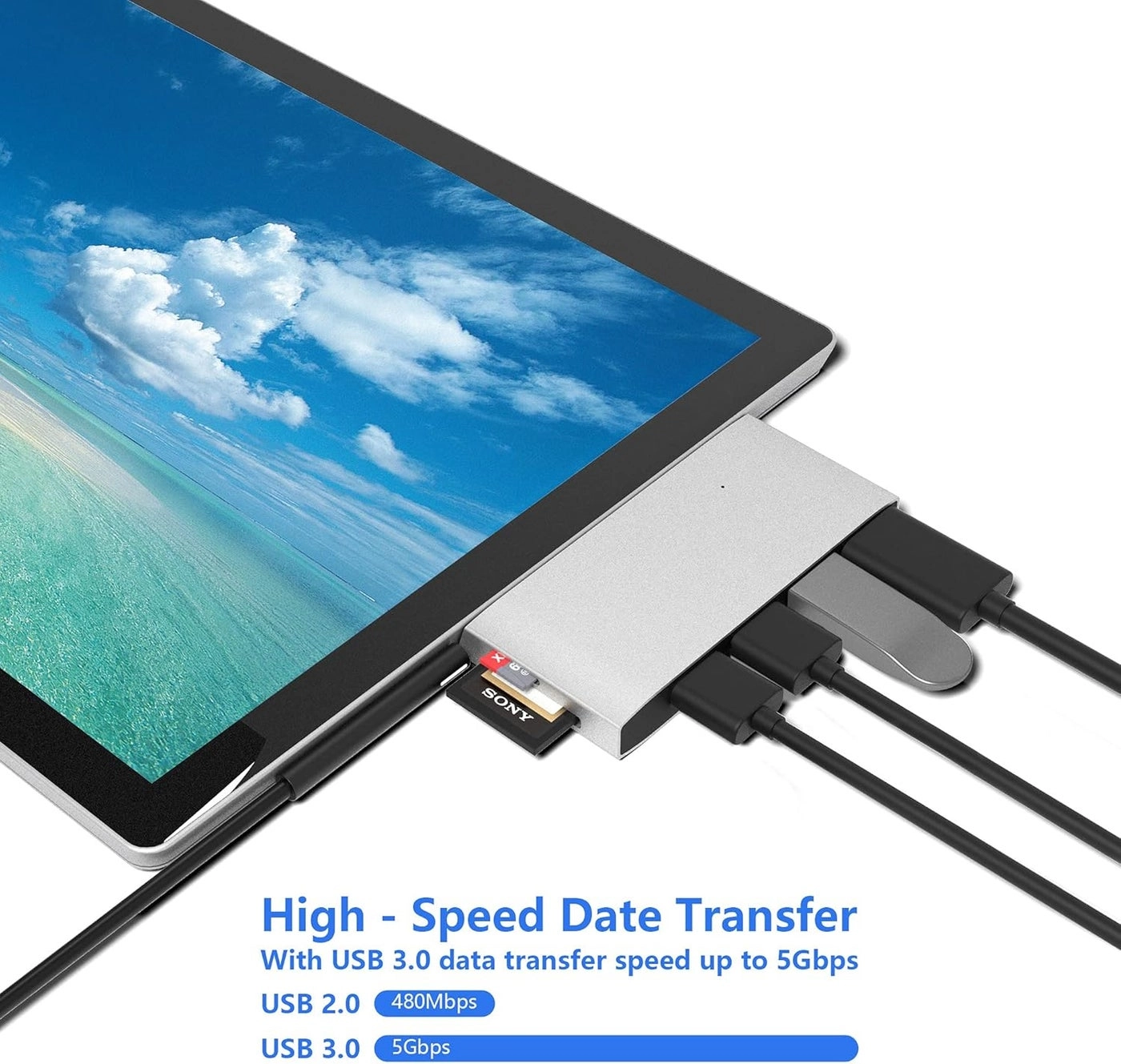 Surface Pro Docking Station - 3 USB 3.0 4K HDMI SD Micro SD Card Reader