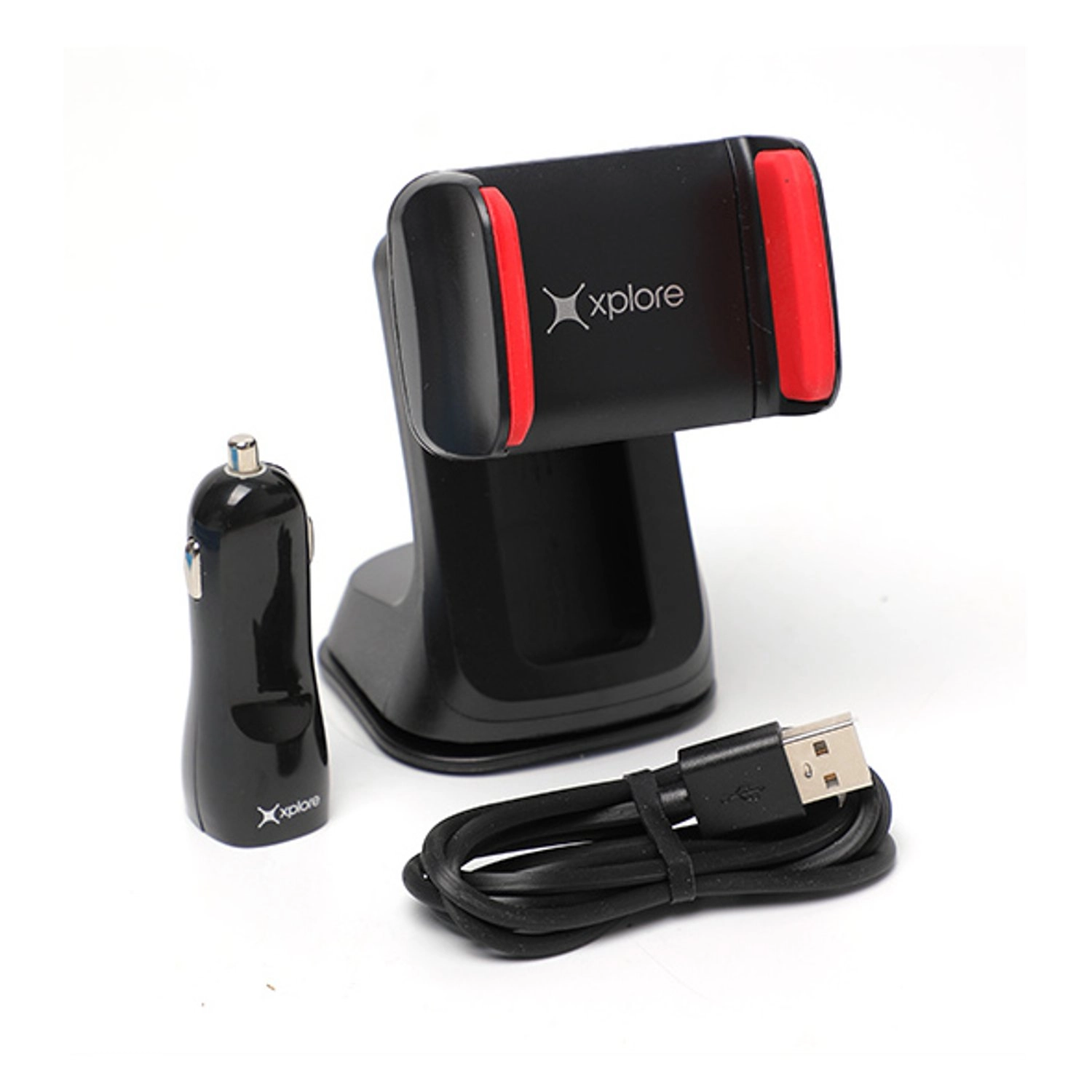 Xplore Car Charger + Phone Holder + Lightning Cable - Smartphone/Table