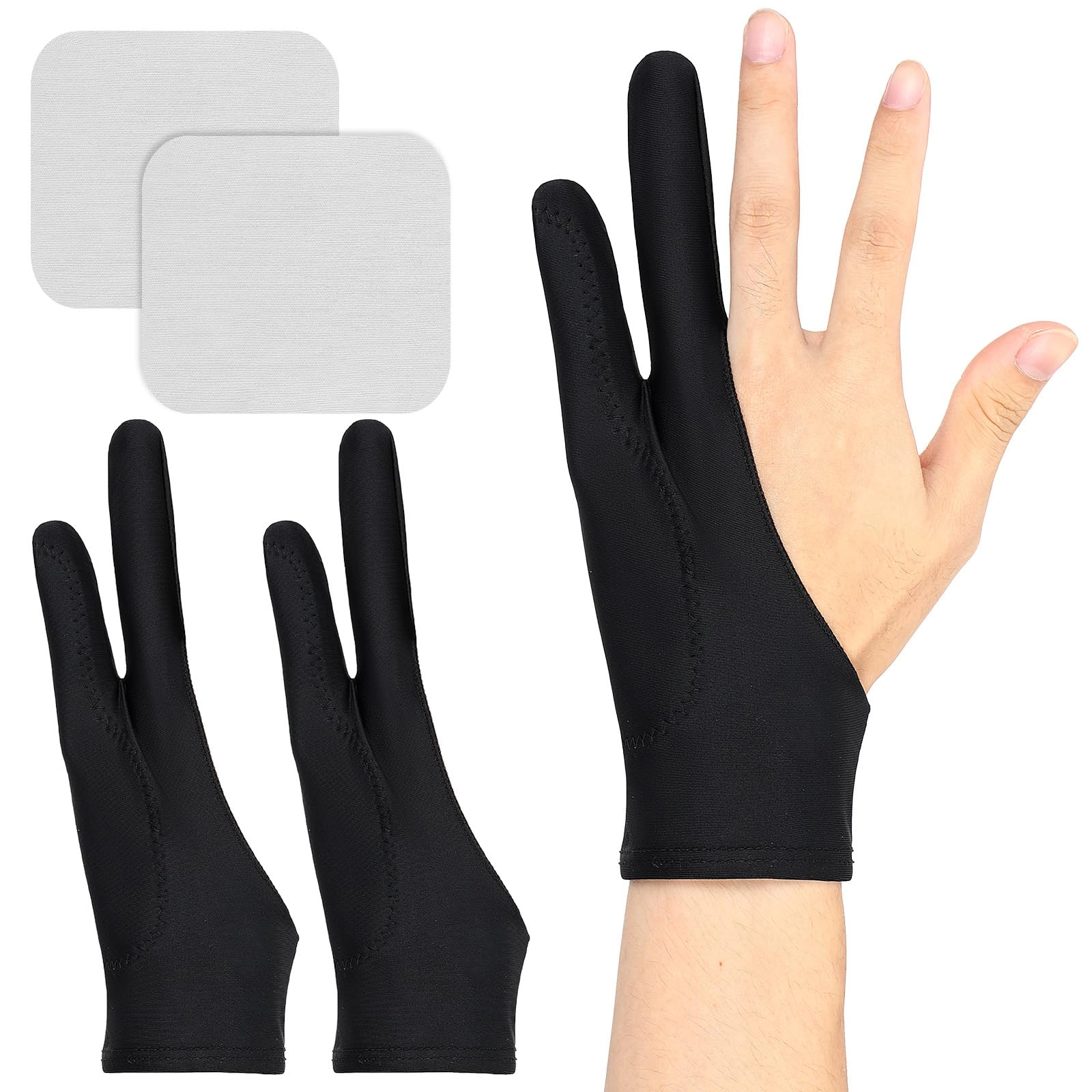 YBEATY X000624 Digital Drawing Glove - 2 Pack 3-Layer Two-Finger