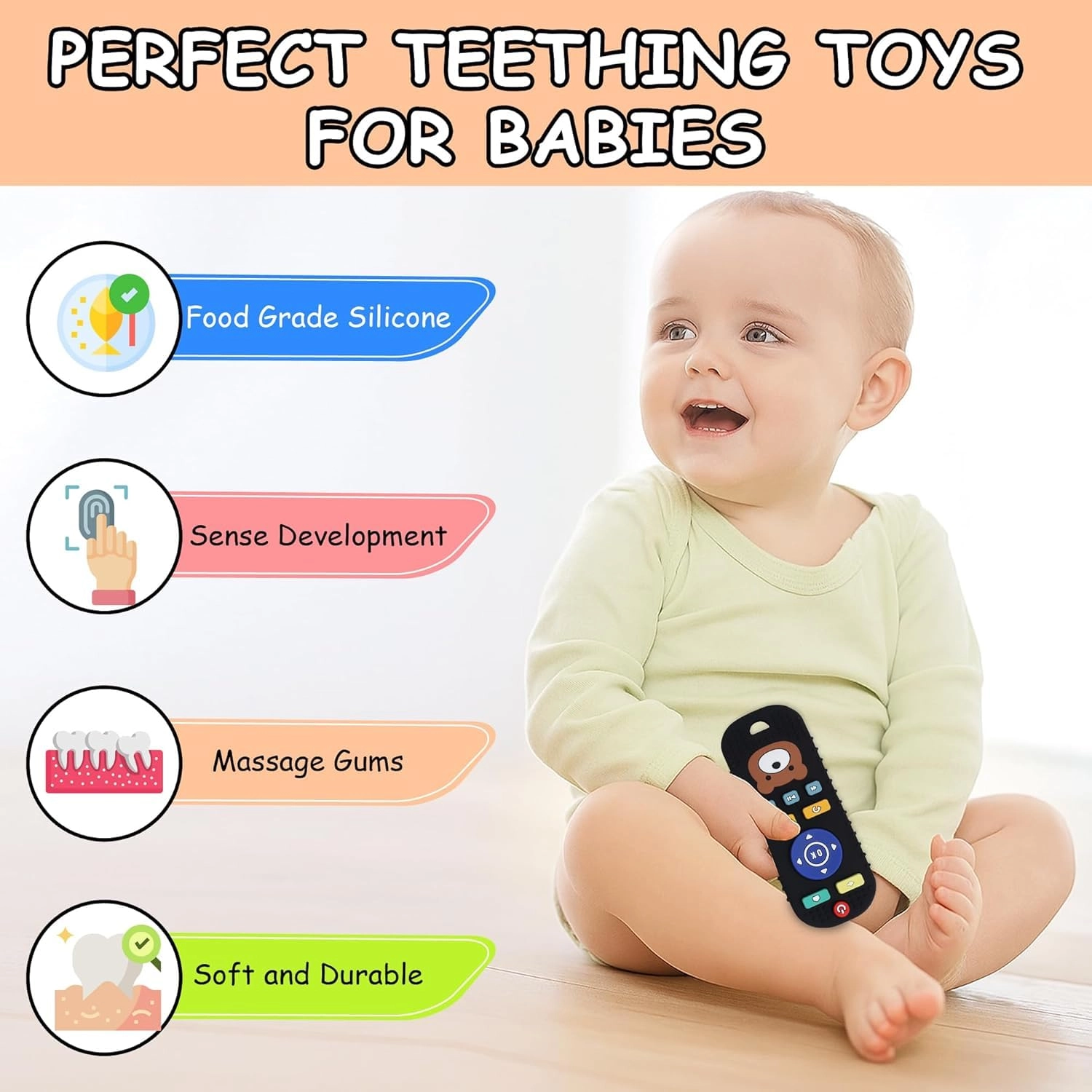 2 in 1 Teether - Beech Wood, Silicone