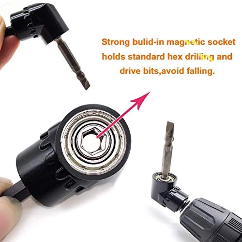 105 Degree Right Angle Drill - Short & Long 1/4inch + Flexible Extension Bar - 12"