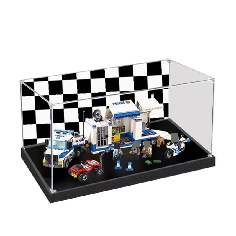 HCAEIOFJ Display Case (60139) - 15.74x11.02x7.87in. Acrylic Black Bottom+background1