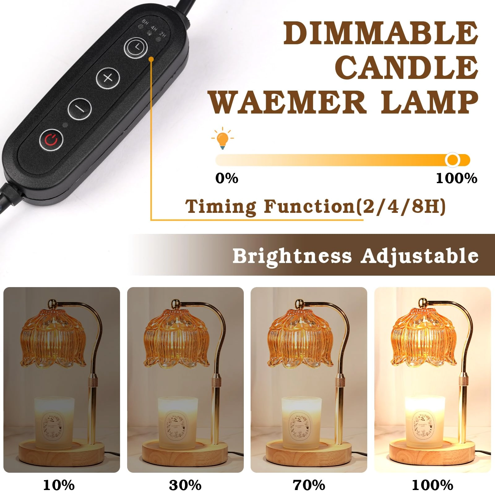 Candle Warmer Lamp - Height Adjustable Timer 2 Bulbs