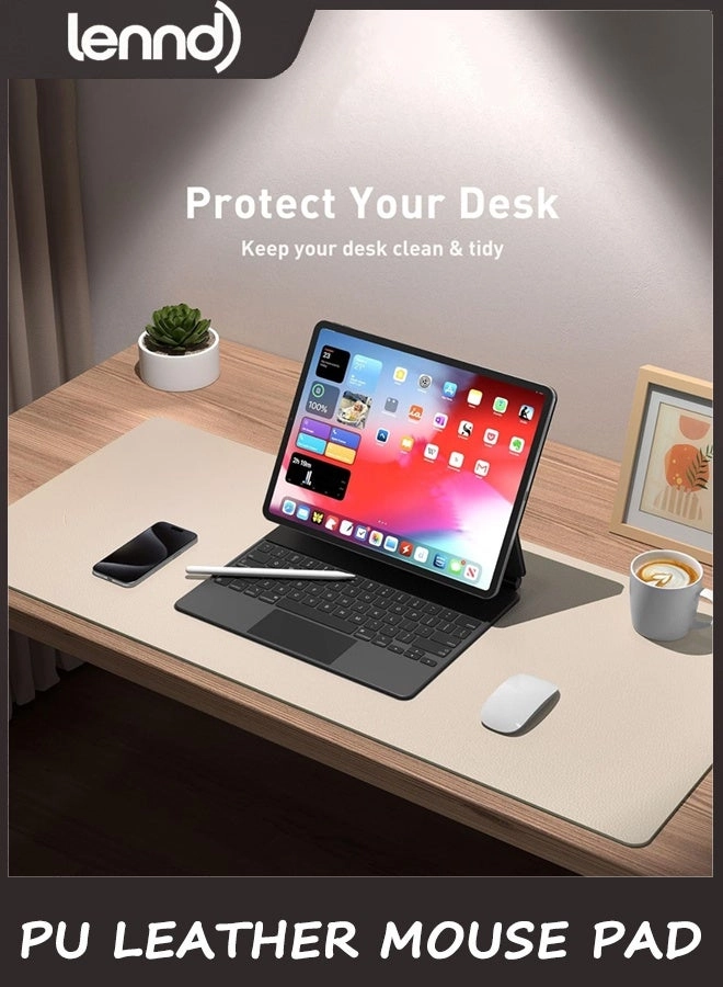 Non-Slip Large PU Leather Office Mouse Pad - 80x40 cm