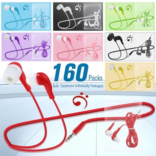 Earbuds - 160 Packs 8 Colors Wired