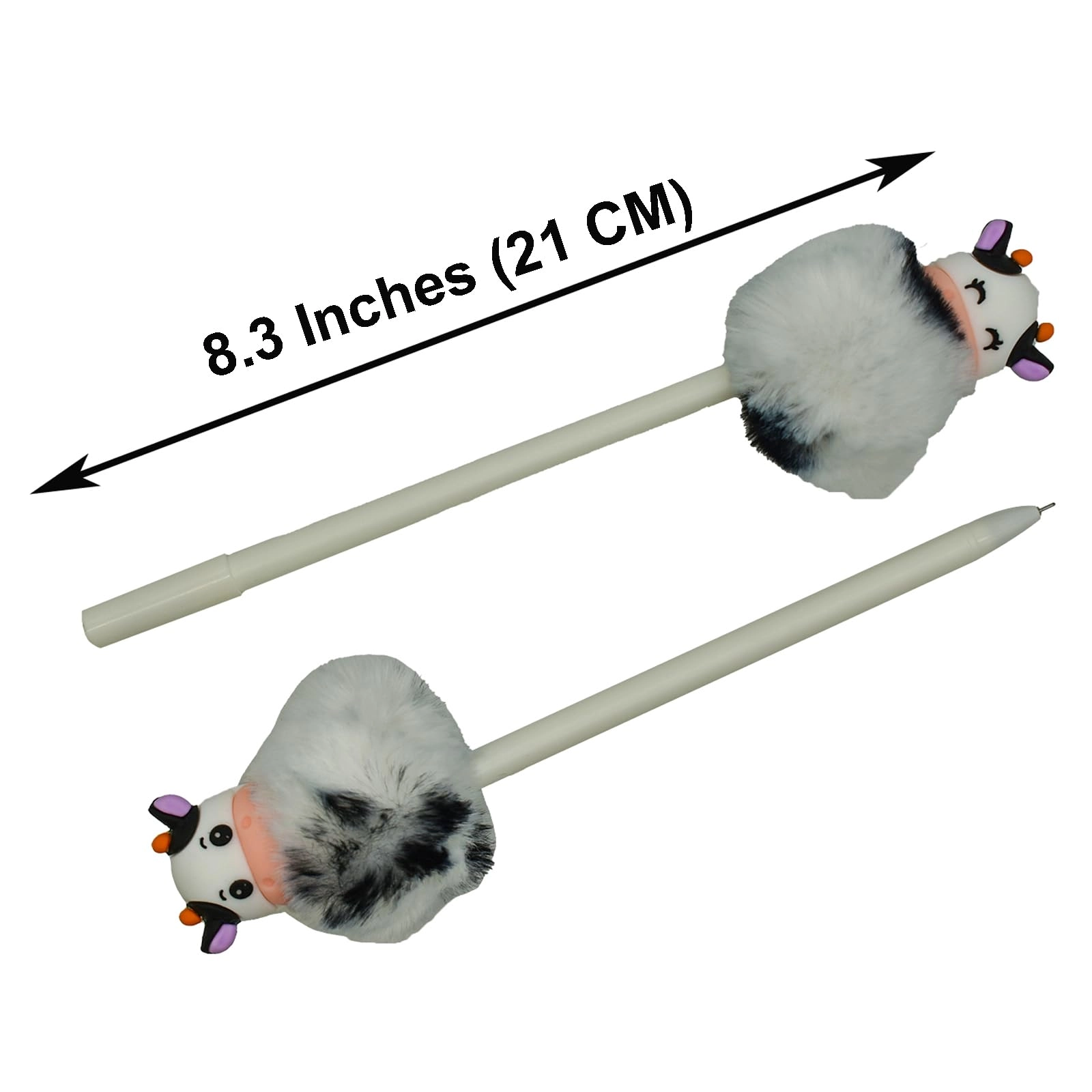 Plush Milk Cow Pom Pom Pen - 4 PCS 0.5 mm