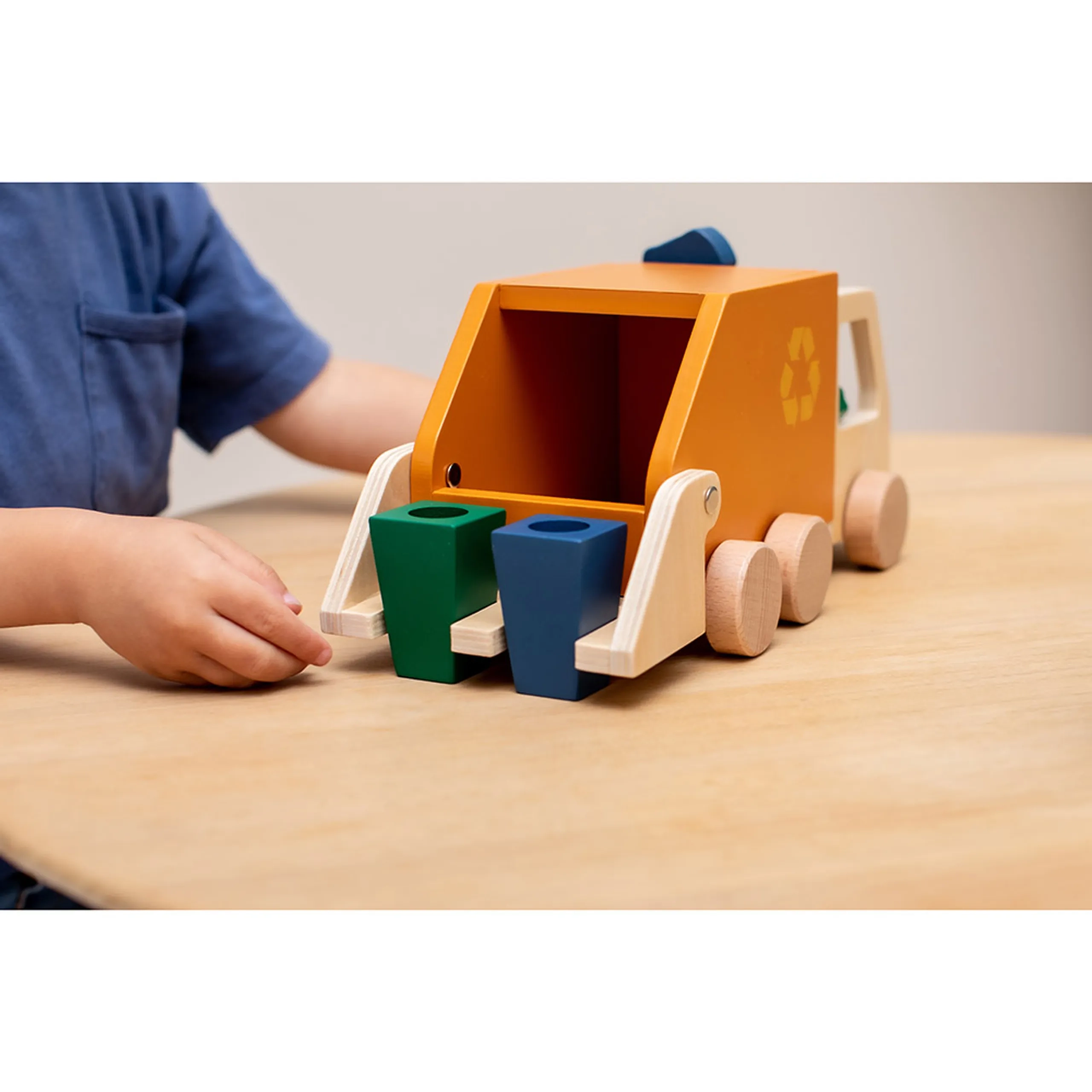 Wooden Garbage Truck - Orange FSC-certified