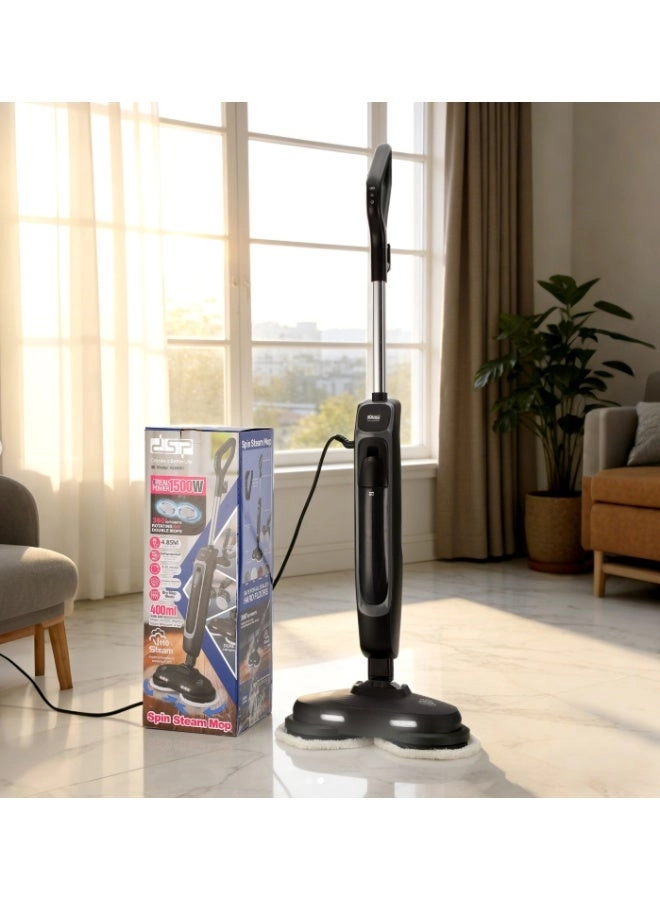Spin Steam Mop - 1500W 360° Automatic Rotating Dual LED Lights