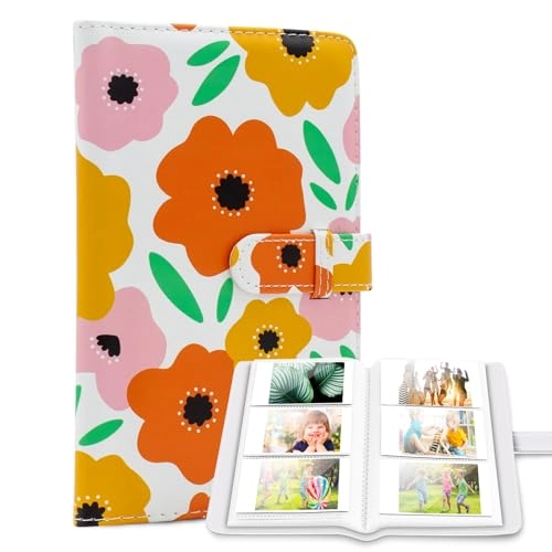 96 Pockets Photo Album - Large Capacity Blue flowers