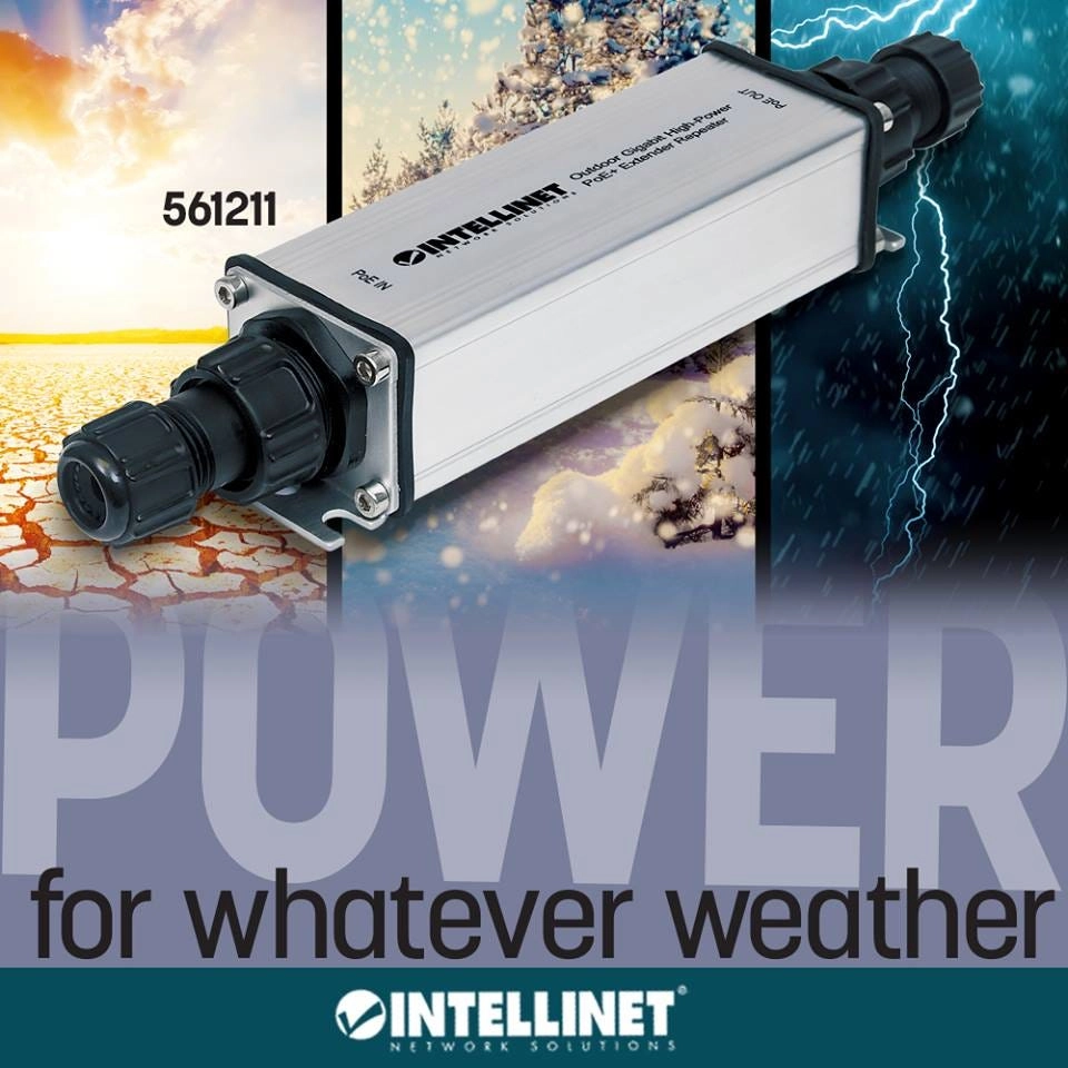 Gigabit High-Power PoE+ Extender Repeater - 1 24.3W IEEE 802.3af/at 10/100/1000 Mbps
