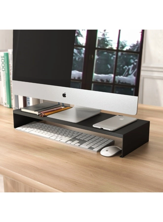 Monitor Stand Riser - Carbon Steel Keyboard Storage Black