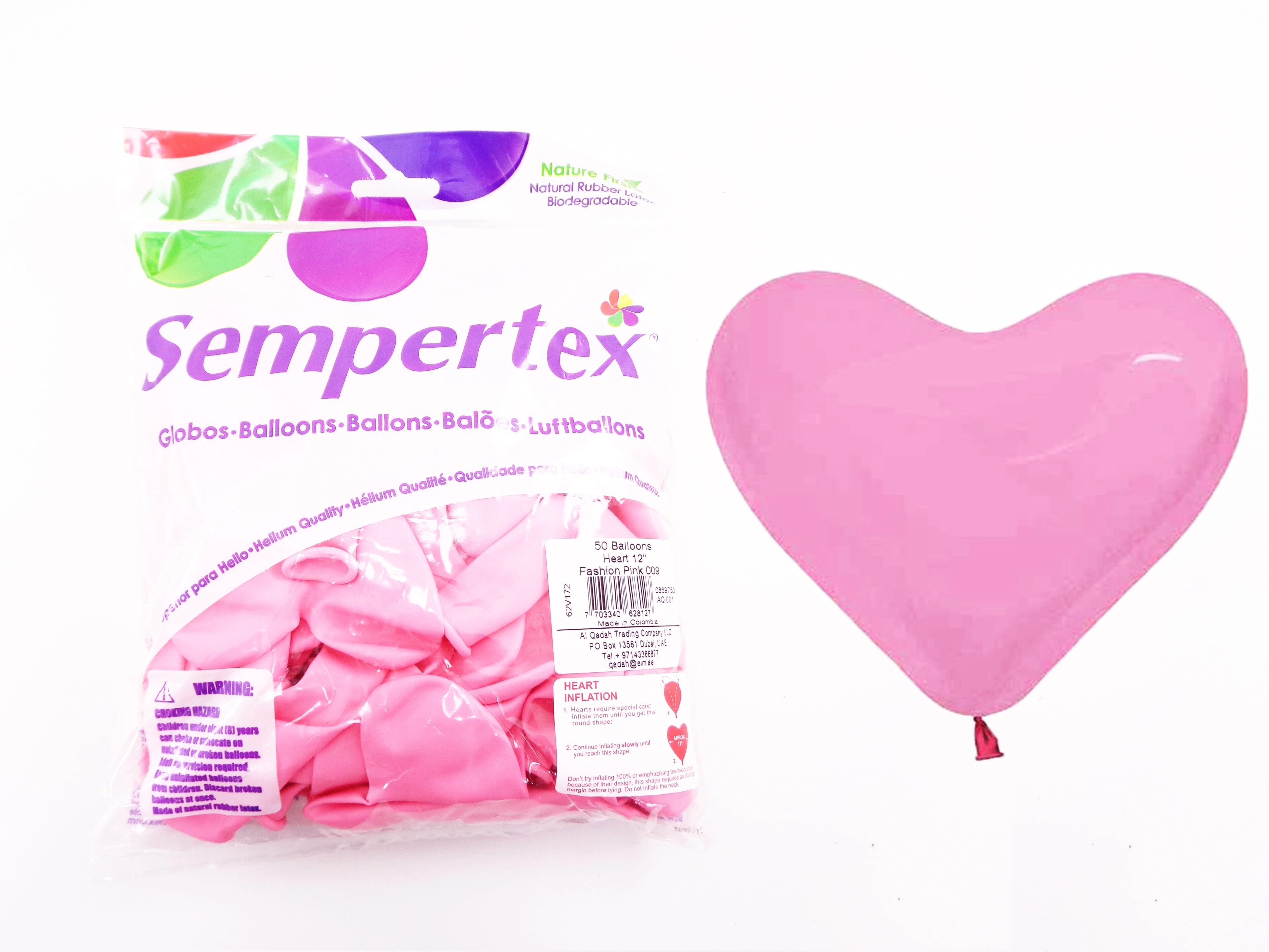 Heart Latex Balloons - 12-Inch Pink