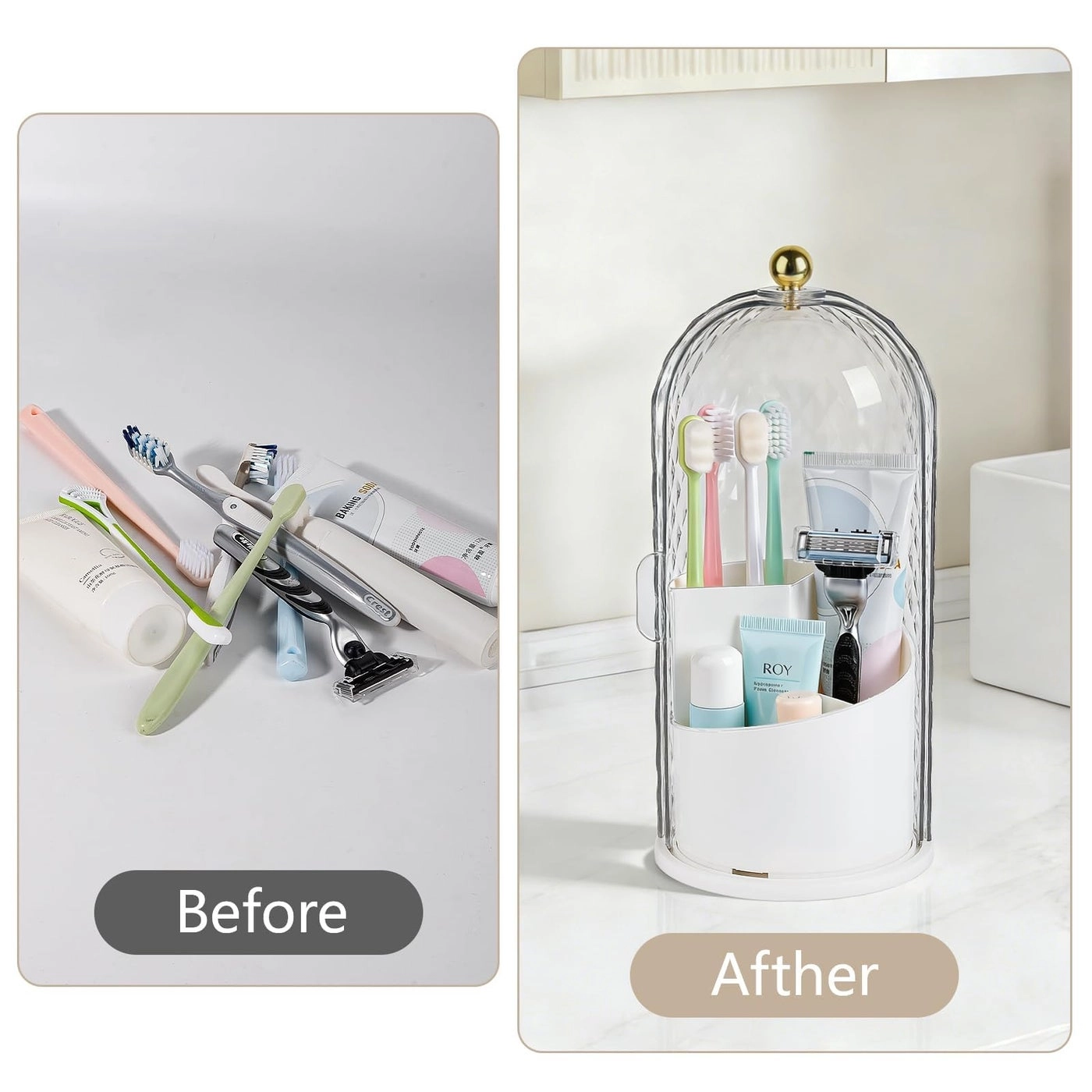 Toothbrush Holder - Matte White Bamboo