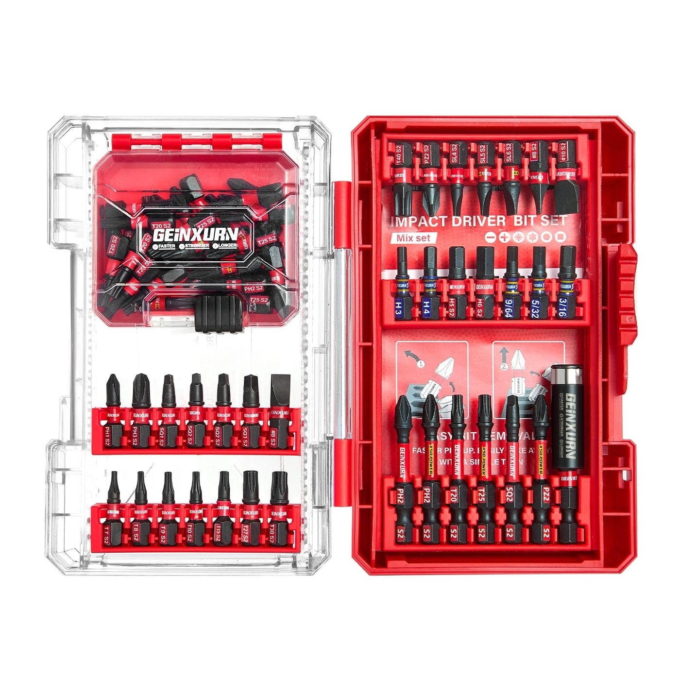 GEINXURN Impact Screwdriver Bits Set - 65Pieces