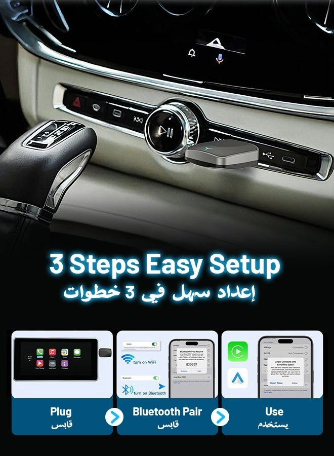 Wireless CarPlay Adapter - 2-in-1 Plug and Play