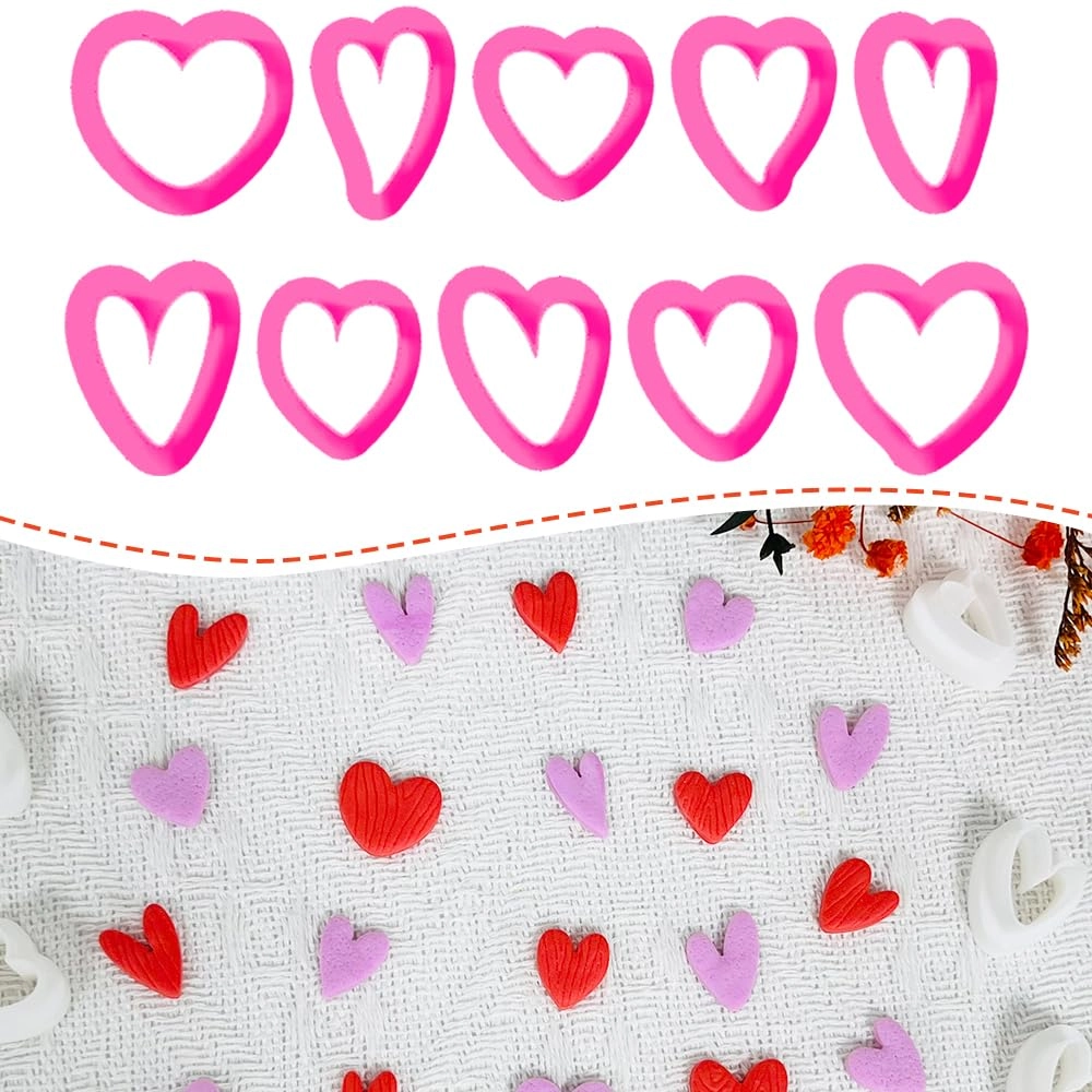 Xaekicr Heart Shape Polymer Clay Cutters - 10PCS