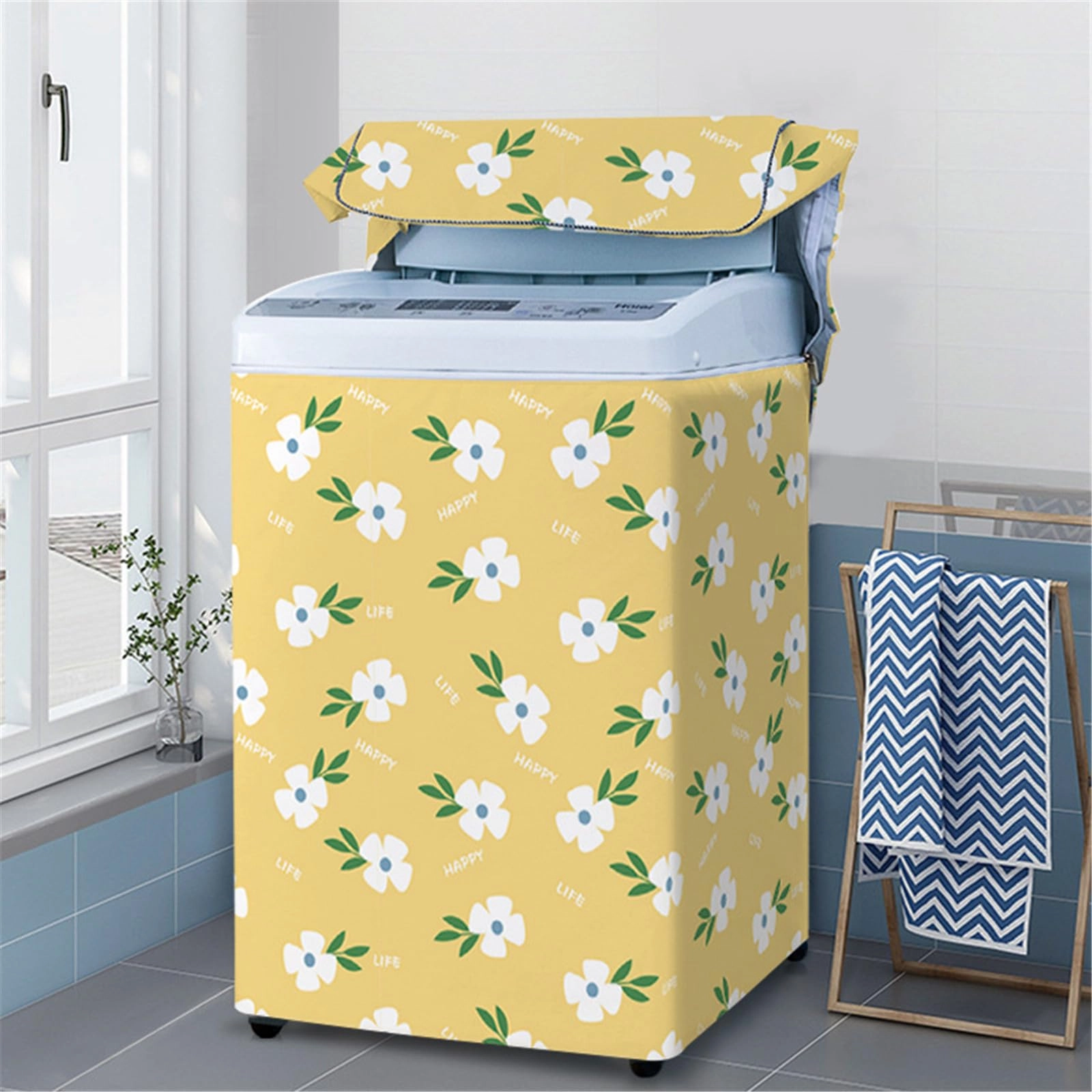 Washing Machine Dryer Cover - L (6.8-8kg) White Lotus