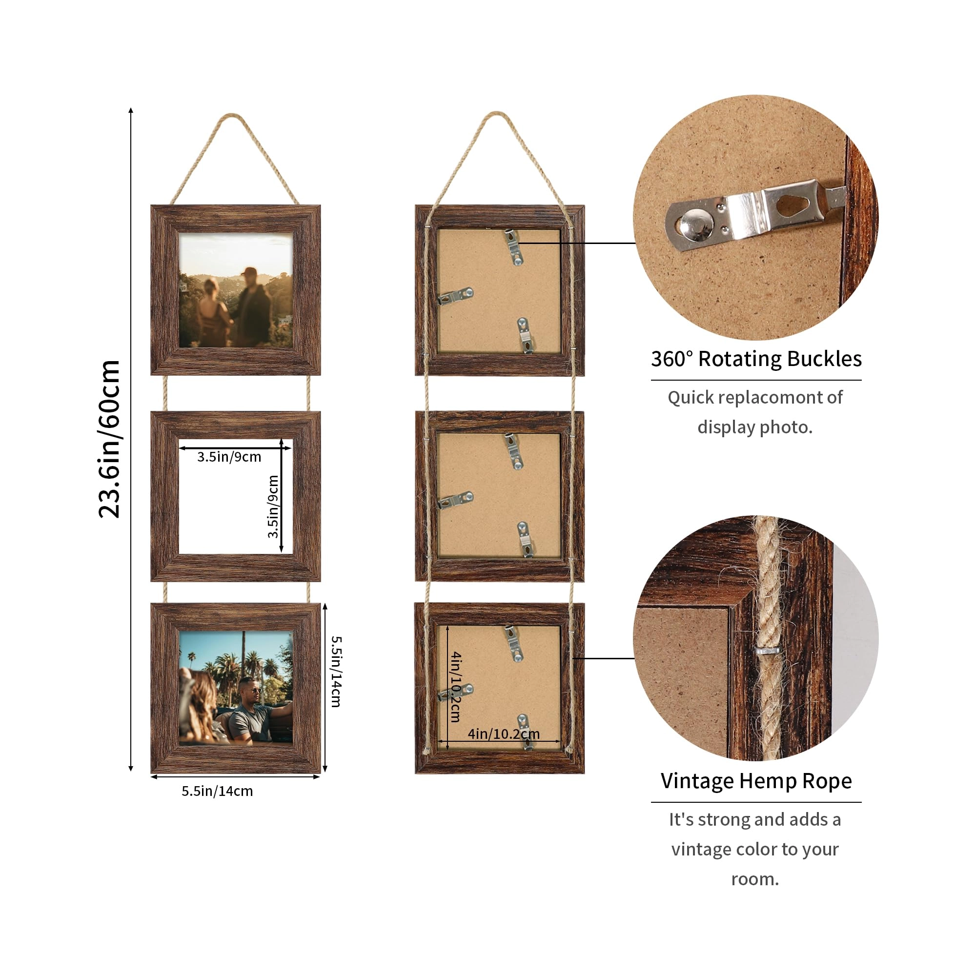 Collage Picture Frames - 4x4 in 3 Opening