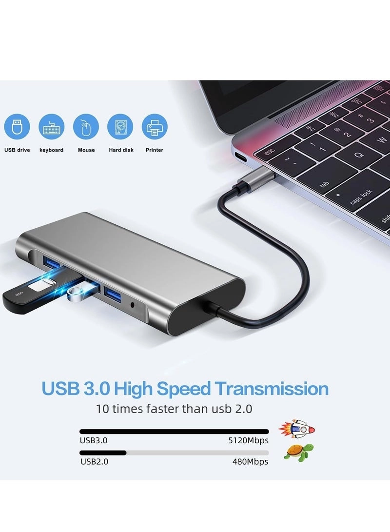 USB C Hub - 10-in-1 4K HDMI Ethernet