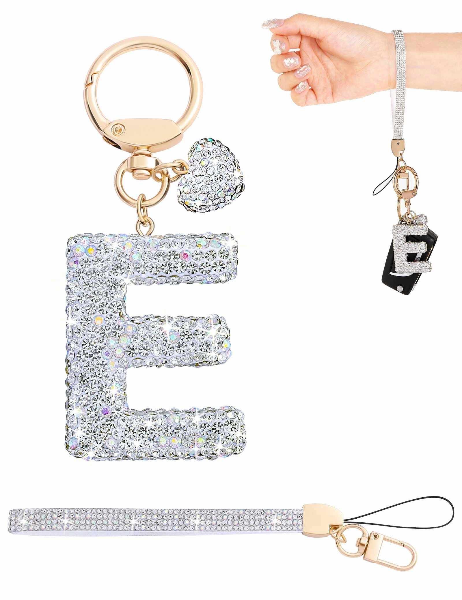 Initial Keychain - L Purple Rhinestone