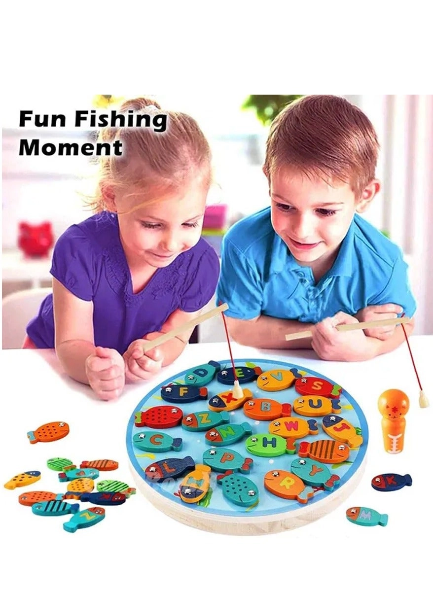 Magnetic Wooden Fishing Game Toy - 3 +
