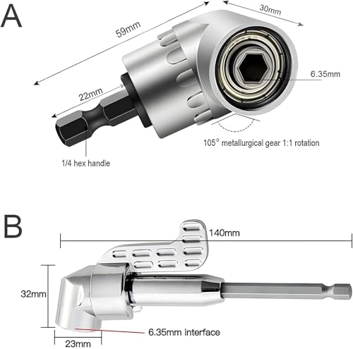 Right Angle Drill Adapter - 2-Piece Set 105 Degree