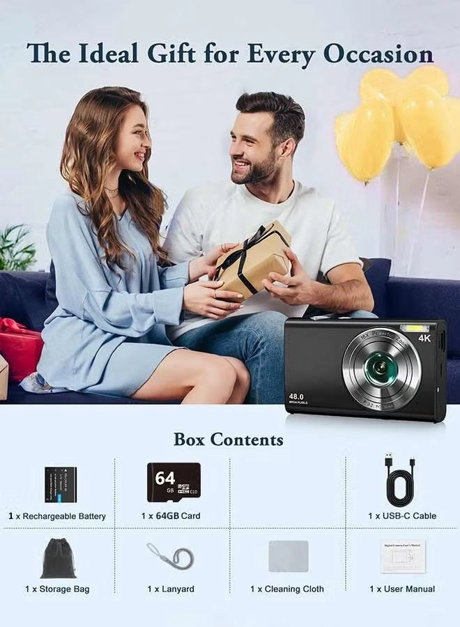 4K Vlogging Camera - 48MP 16X