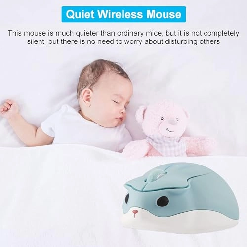 Cute Animal Hamster Shape Silent Mini Travel Mouse - Wireless
