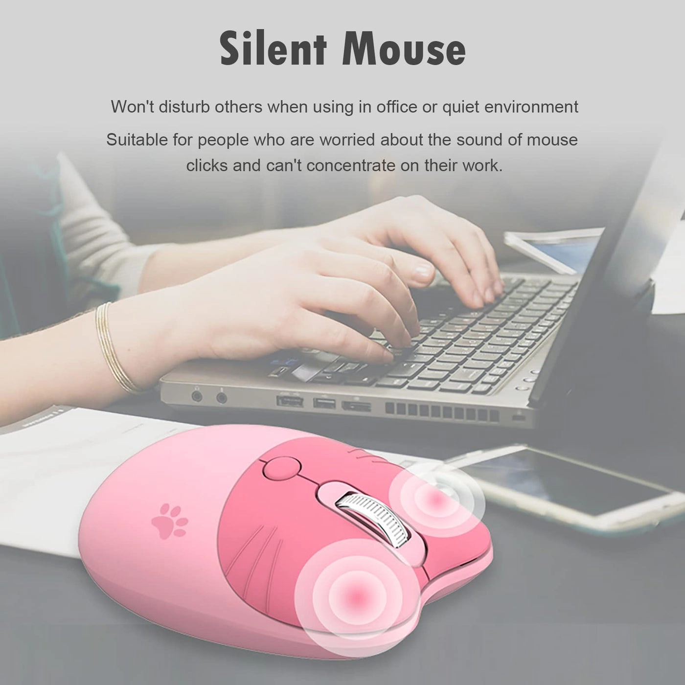 Cute Cat Wireless Mouse - USB