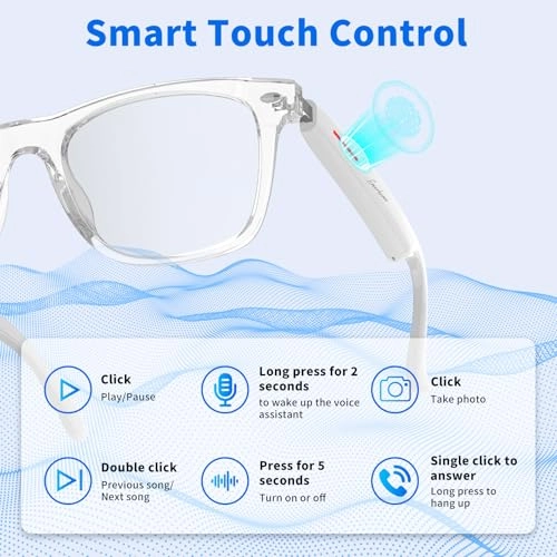 Smart Glasses - Bluetooth Touch Control Clear Lens