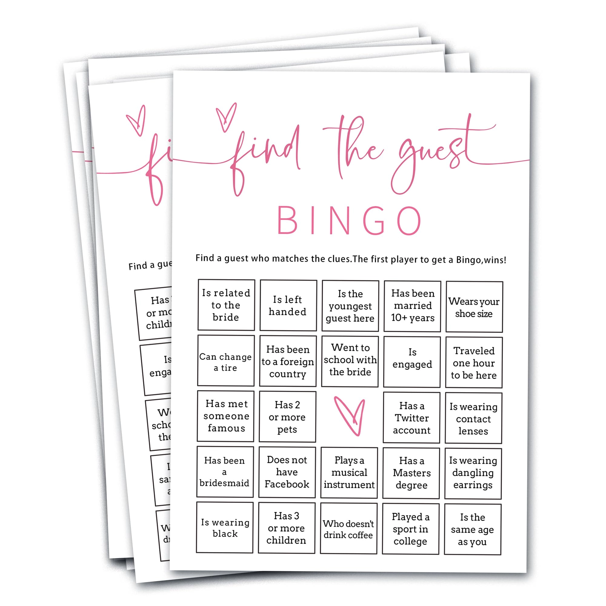 Bridal Shower Bingo - 25 pieces Unisex-Adults