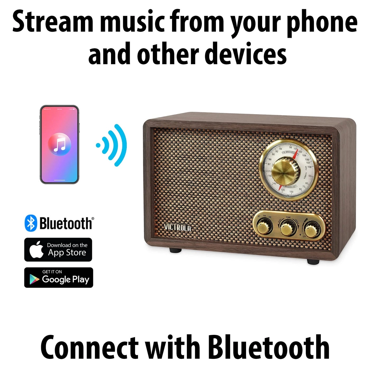 Retro Wood Bluetooth AM/FM Radio
