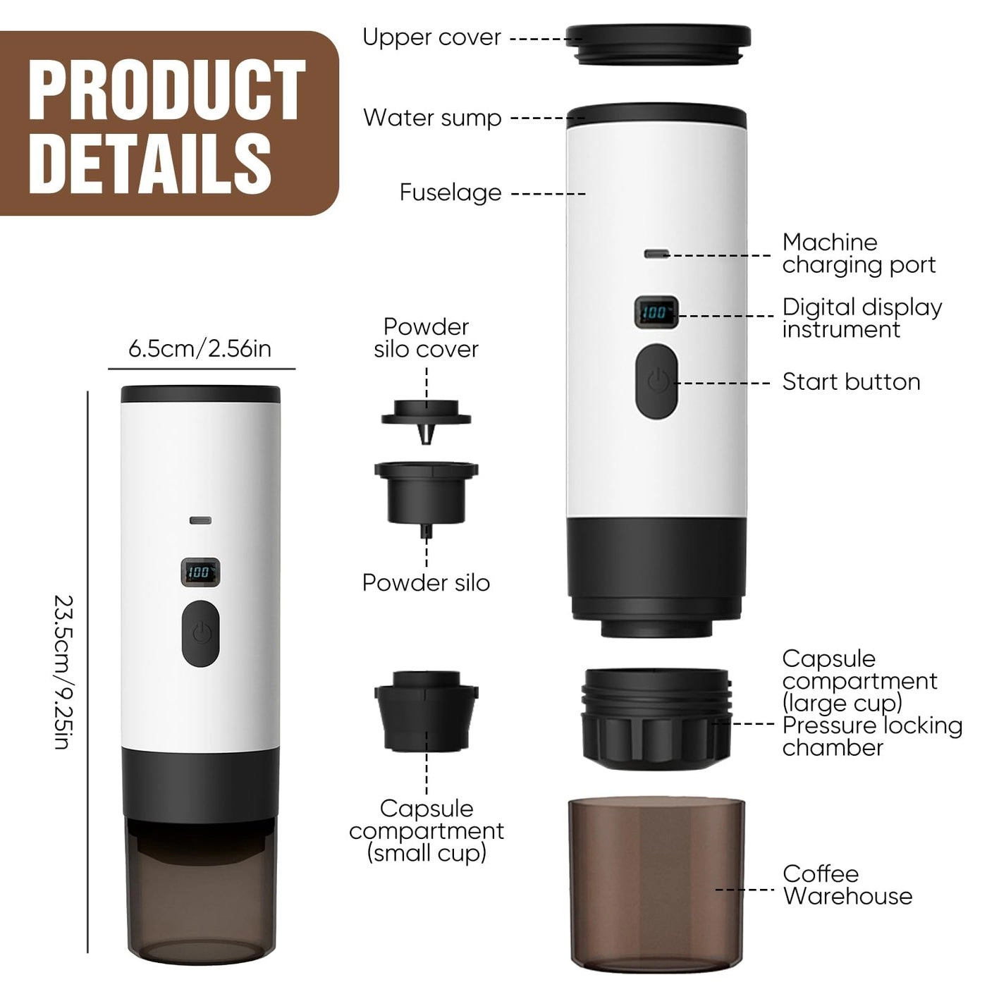 3-in-1 Portable Espresso - USB Type-C Rechargeable 90ml