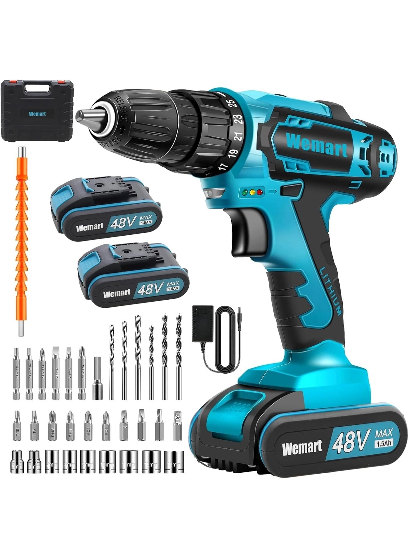 Cordless Drill Set - 1.5 Amp Hours
