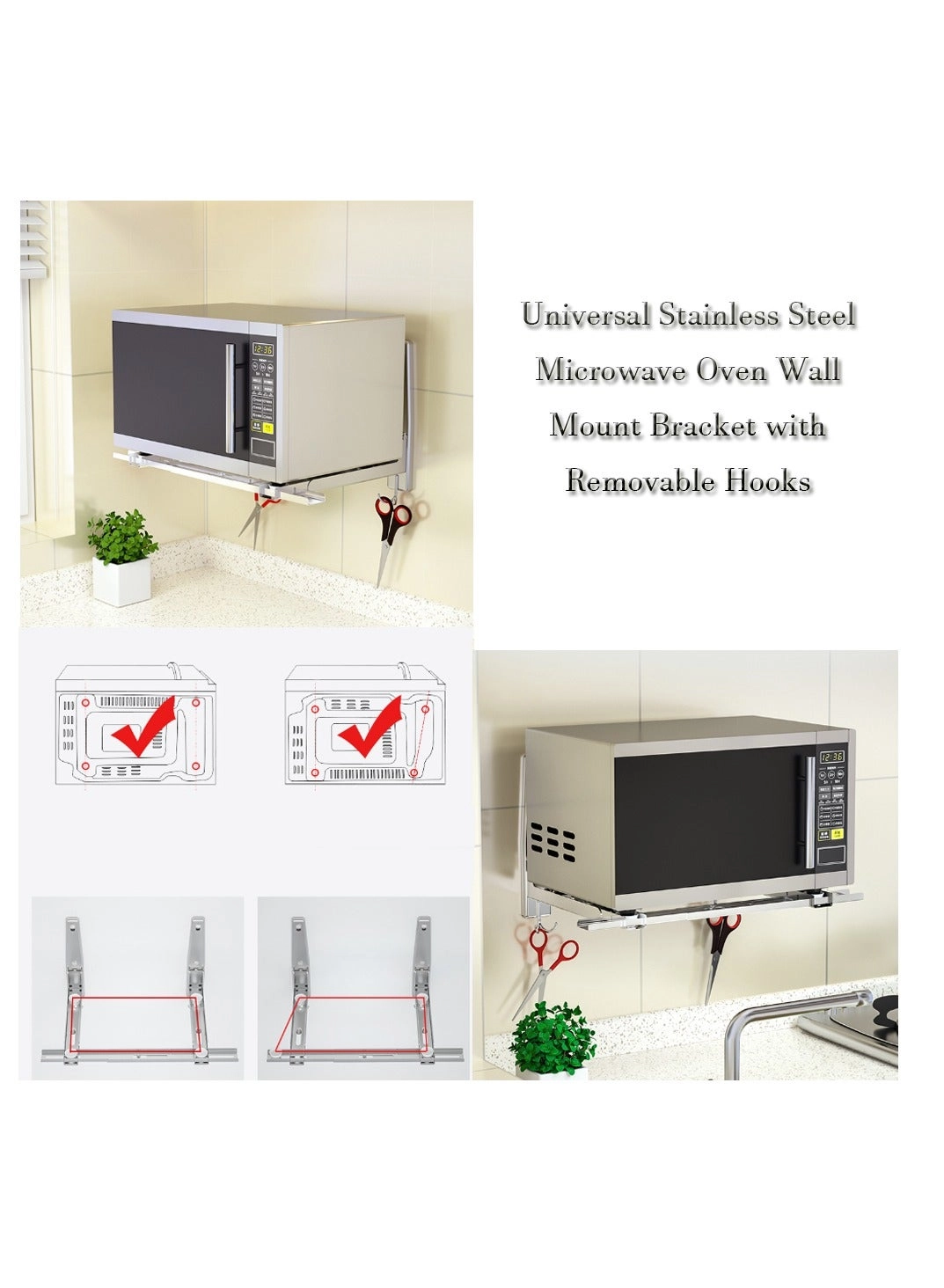 Microwave Shelf - 304 Stainless Steel 220mm-400mm 77lbs/35kg