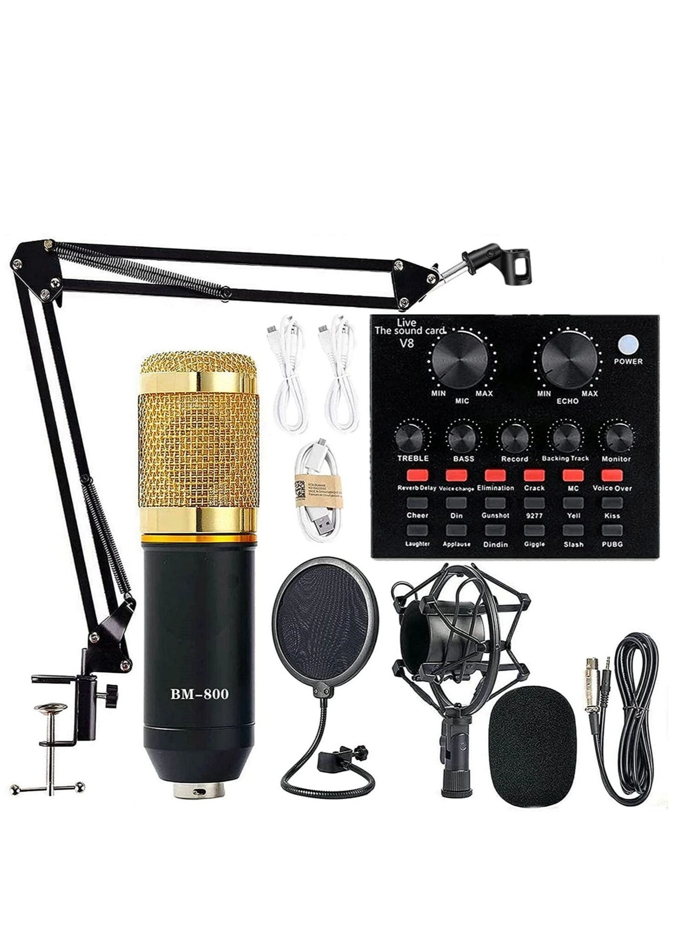 BM-800 + V8 Live Sound Card Wired Microphone
