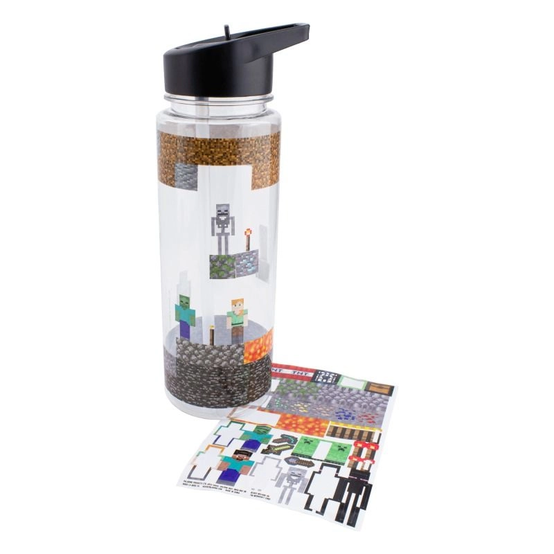 Minecraft Water Bottle - Straw Plastic 650 ml