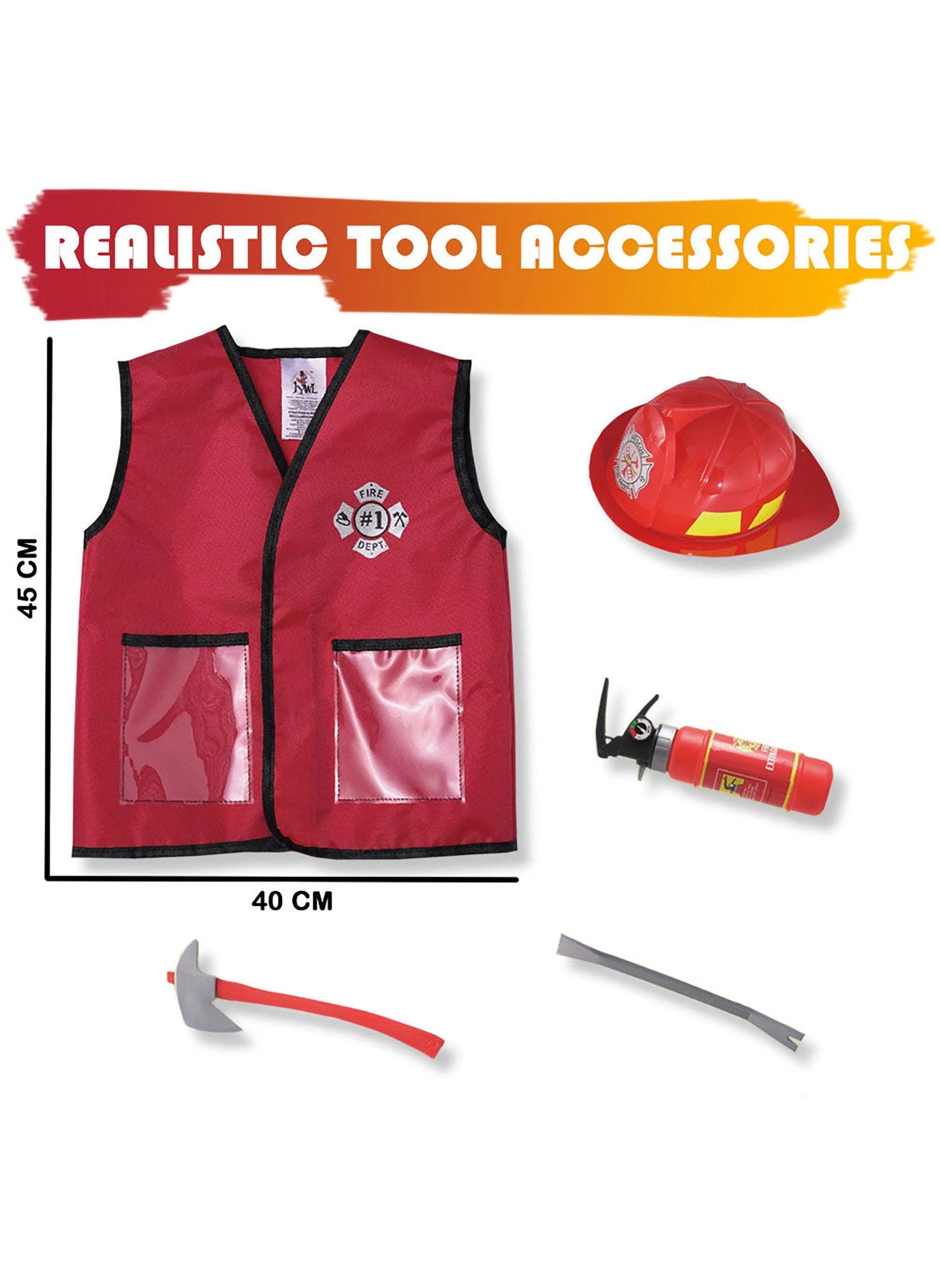 Firefighter Role Play Costume Set - 30 cm Firefighters 1X Toy Set 3+ Years