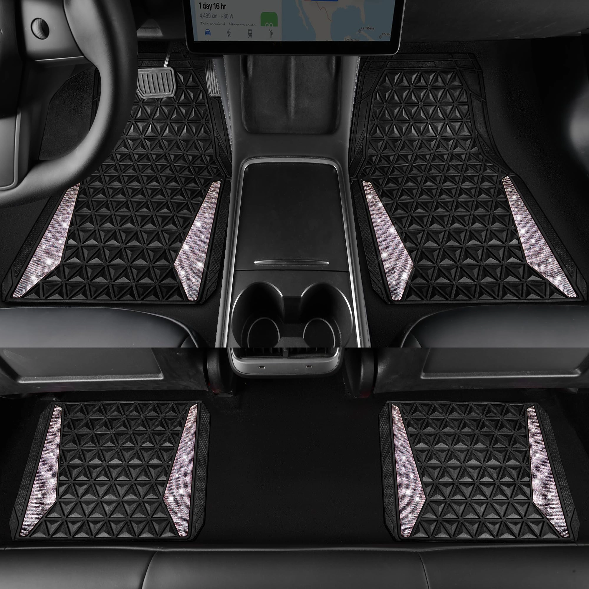 Bling Diamond Car Mats - 4.0 Count Universal Fit