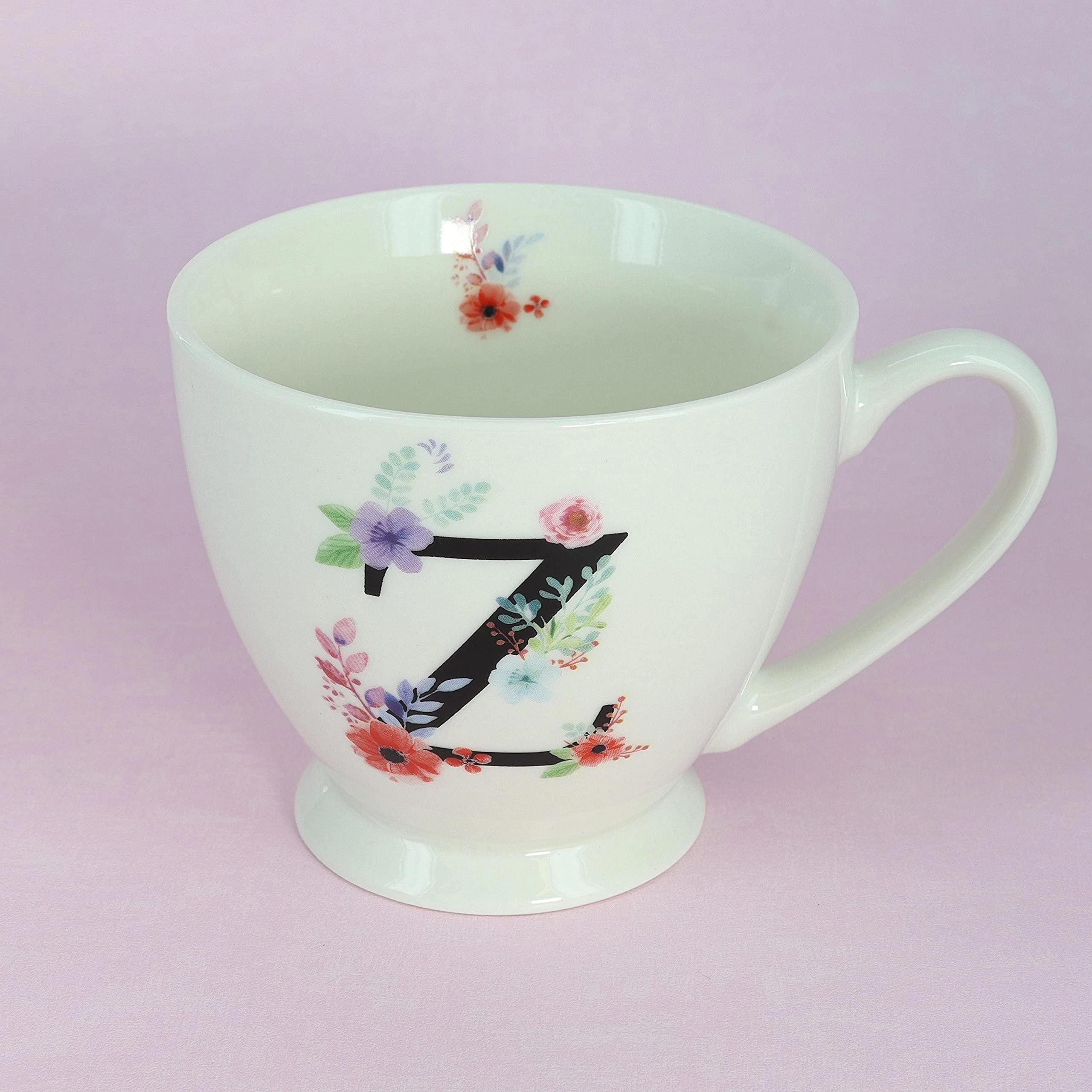 Blossom Monogram Ceramic Mug - 1 pcs Alphabet A-Z 450 ml