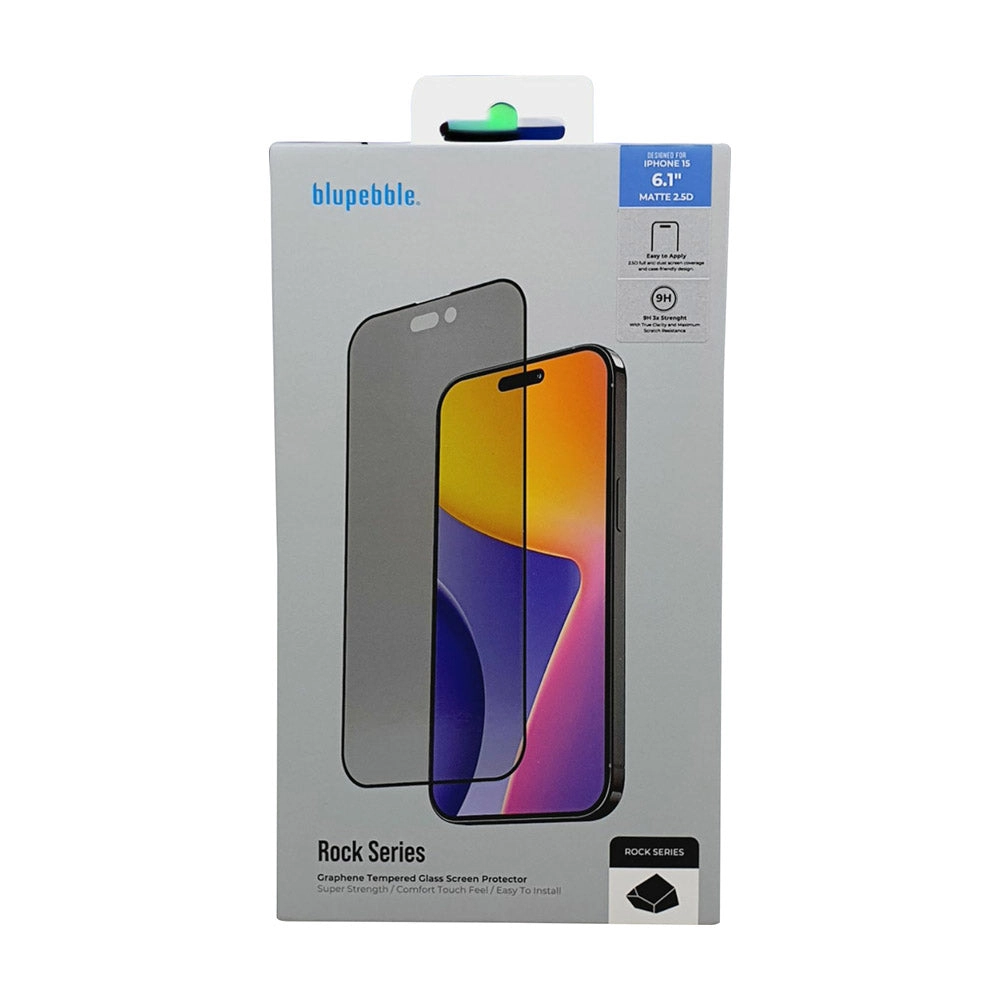 blupebble Matte Tempered Glass Screen Protector for iPhone 15 Pro