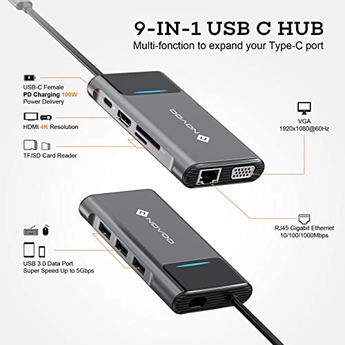 9in1 ProUSB C Multiport - NVHUBSN09PLX 4K HDMI 100W PD