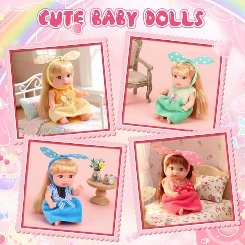 Mini Baby Doll - 4 Pcs 4 Inch Princess Style Ages 3+