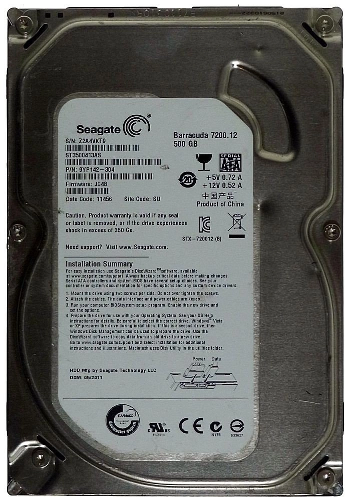 Seagate Barracuda 7200.12 3.5" 7200rpm 16MB SATA 6Gb/s (ST3500413AS) - 500GB