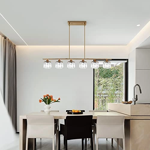 Modern Island Gold Crystal Chandelier - Dimmable