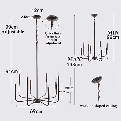 Modern Black Chandelier - Dimmable