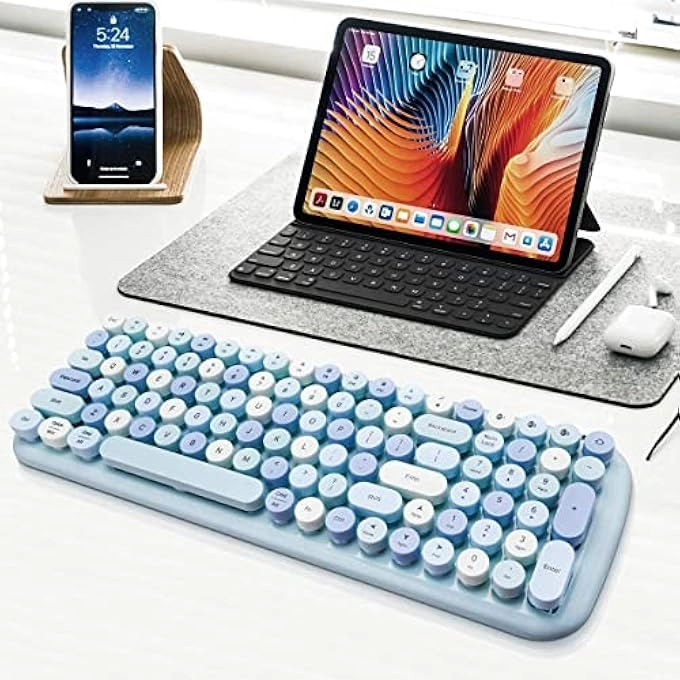 Ergonomic Wireless Rechargeable Bluetooth Keyboard - Wired/Wireless