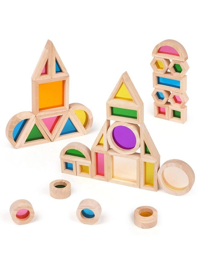 Wooden Rainbow Building Blocks - 32 pcs